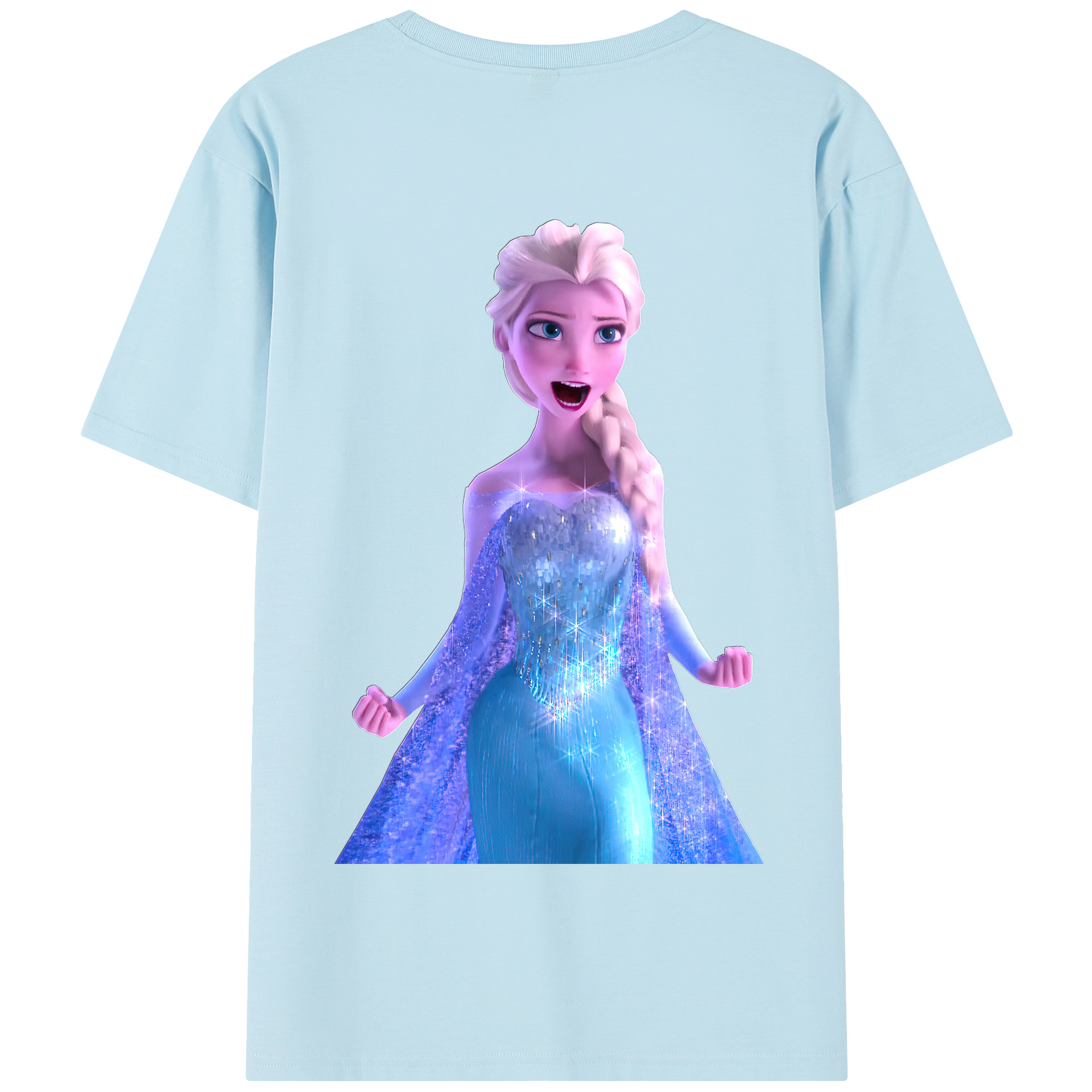 （画像用） アナと雪の女王 アンナ エルサ Frozen Anna Elsa 綿100％半袖Tシャツ（背面プリント）